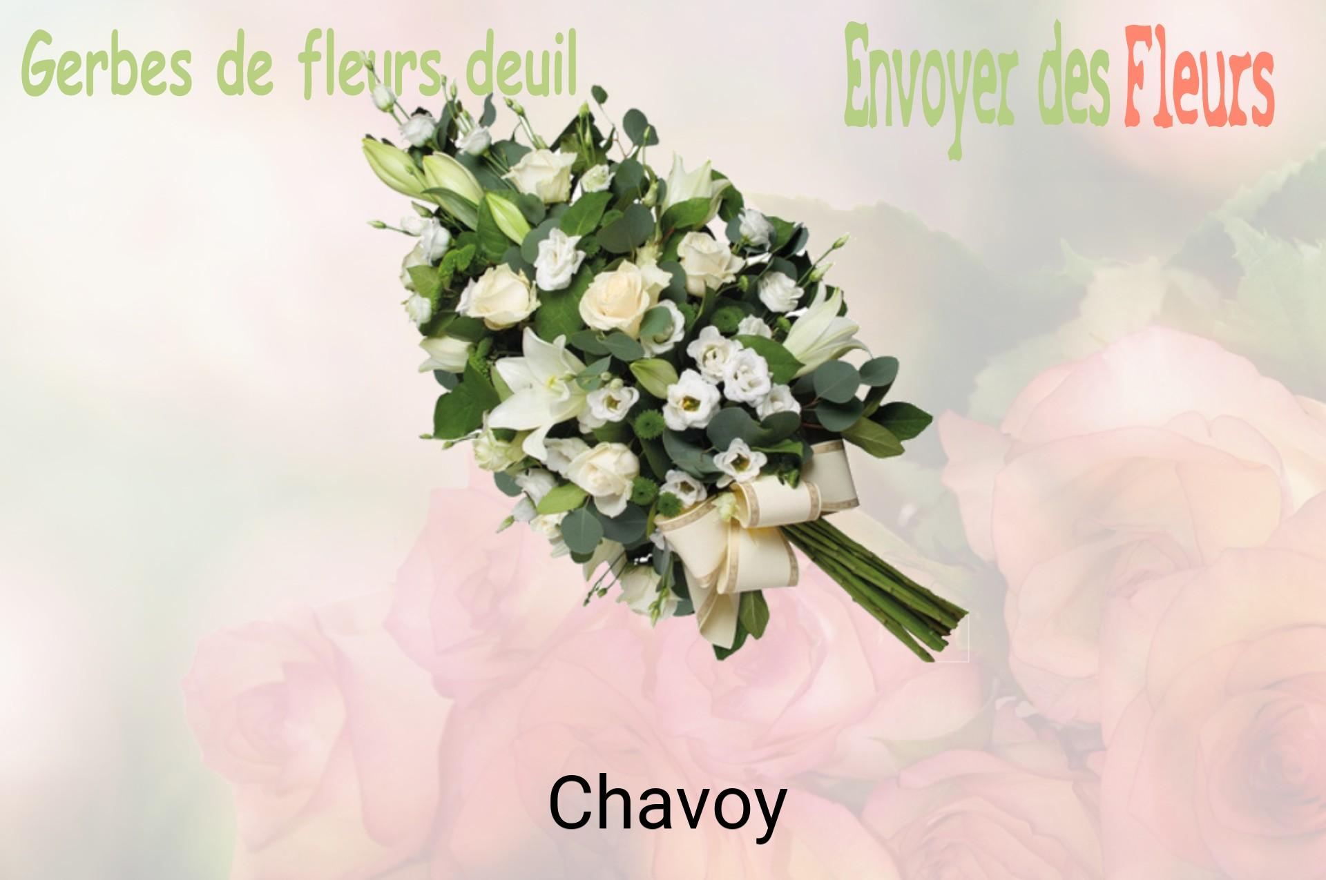 Gerbe de fleurs de deuil livrée à Chavoy